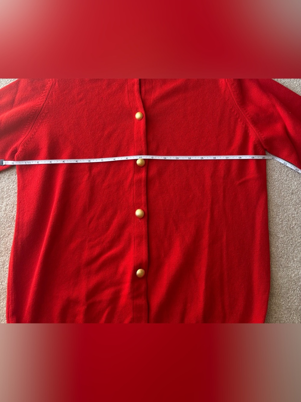 Ballantyne Cashmere Vibrant Red Button-Front Crewneck Cardigan - Picture 6 of 7